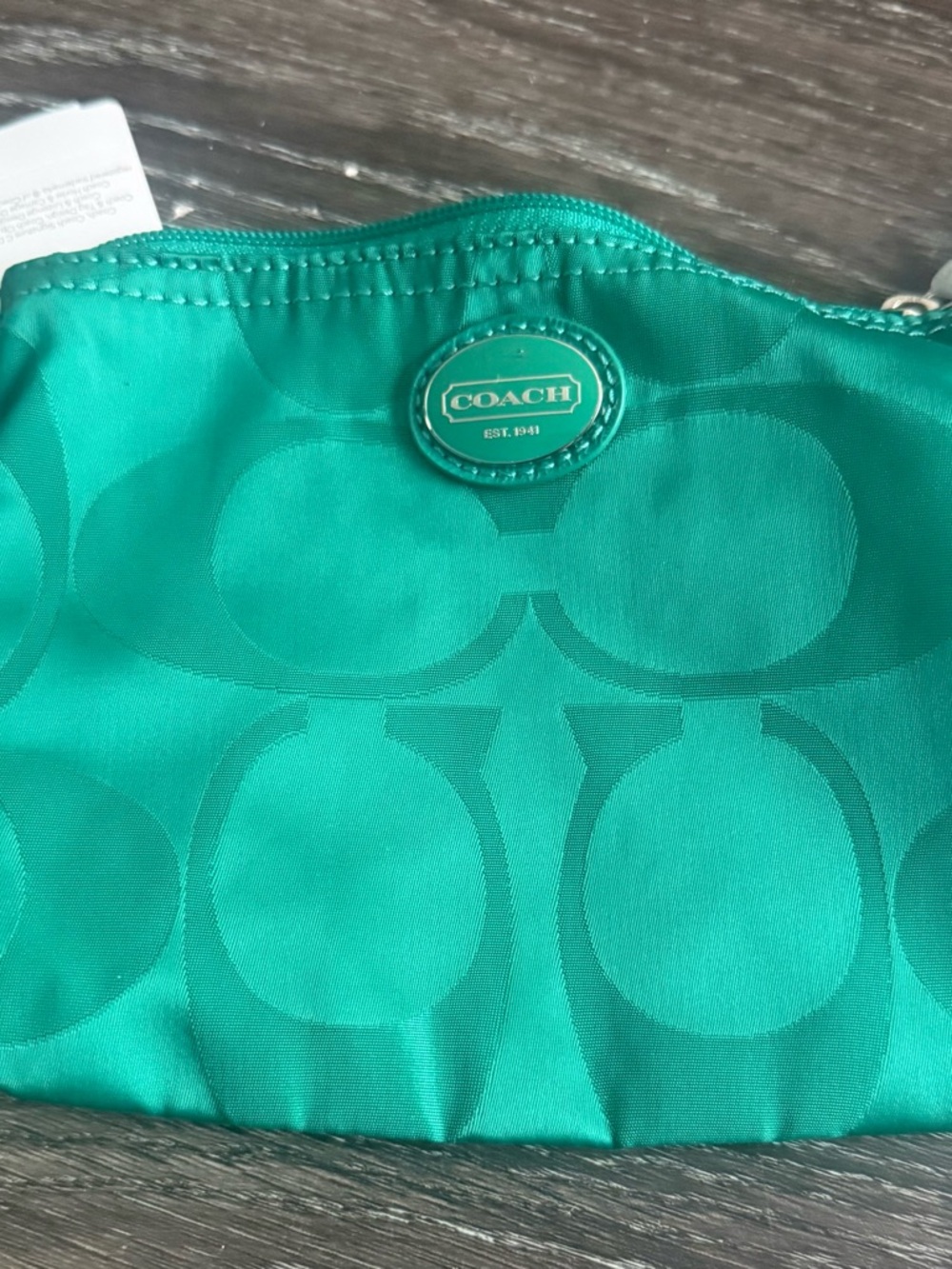 Coach Jade Signature Satin Cosmetic Pouch
